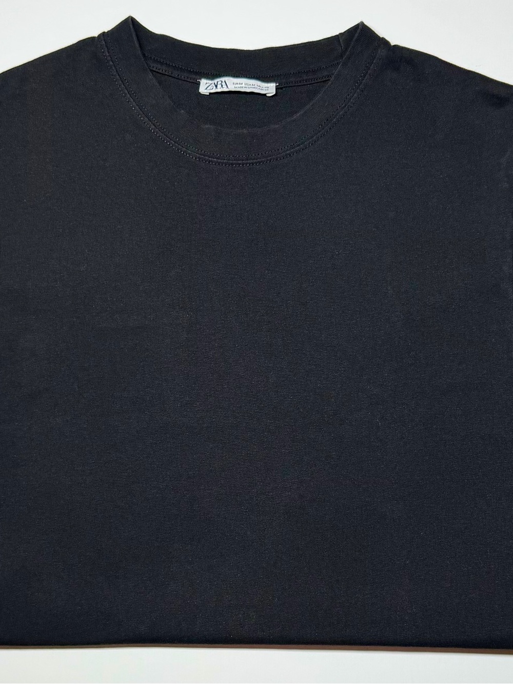 Zara Men’s Black Cotton Crew Neck T‑Shirt – Size M‎